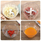 Hand vegetable chopper with a cord for quick chopping of garlic and onion