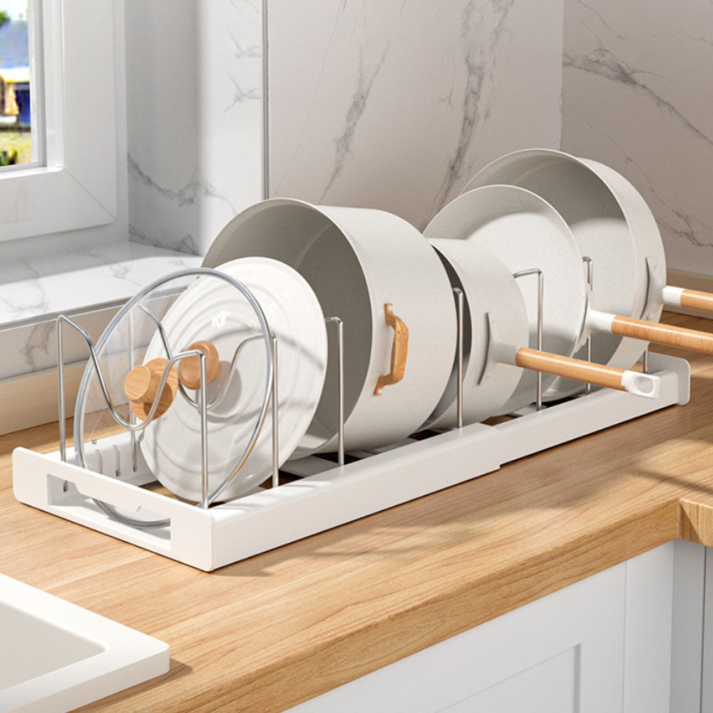 Adjustable pot stand for easy storage of cookware