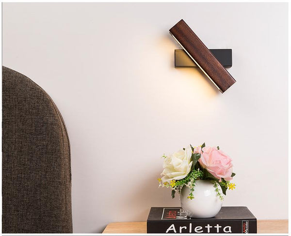 Nordic swivel LED wall light | Minimalist wood design