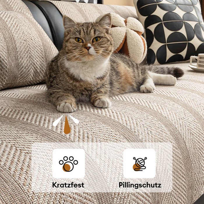 Minimalist Herringbone Sofa Cover | Breathable, Pet-Friendly Protection