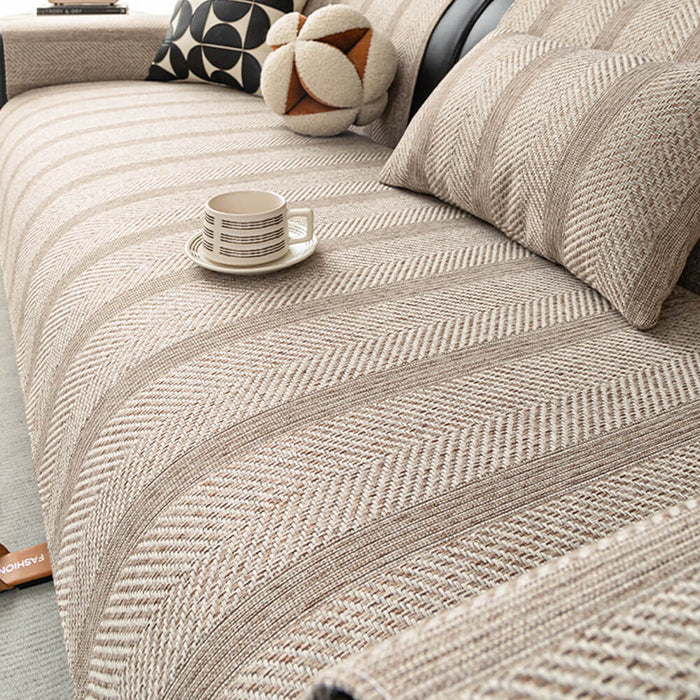 Minimalist Herringbone Sofa Cover | Breathable, Pet-Friendly Protection