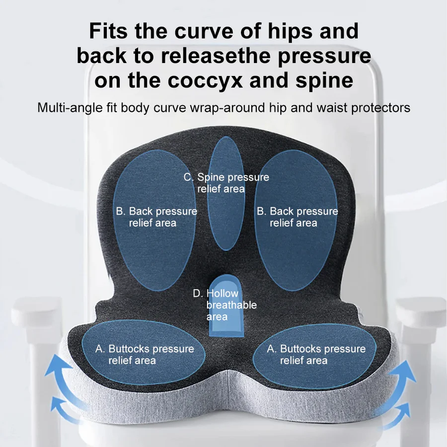 Memory Foam Lumbar Pillow Seat Cushion