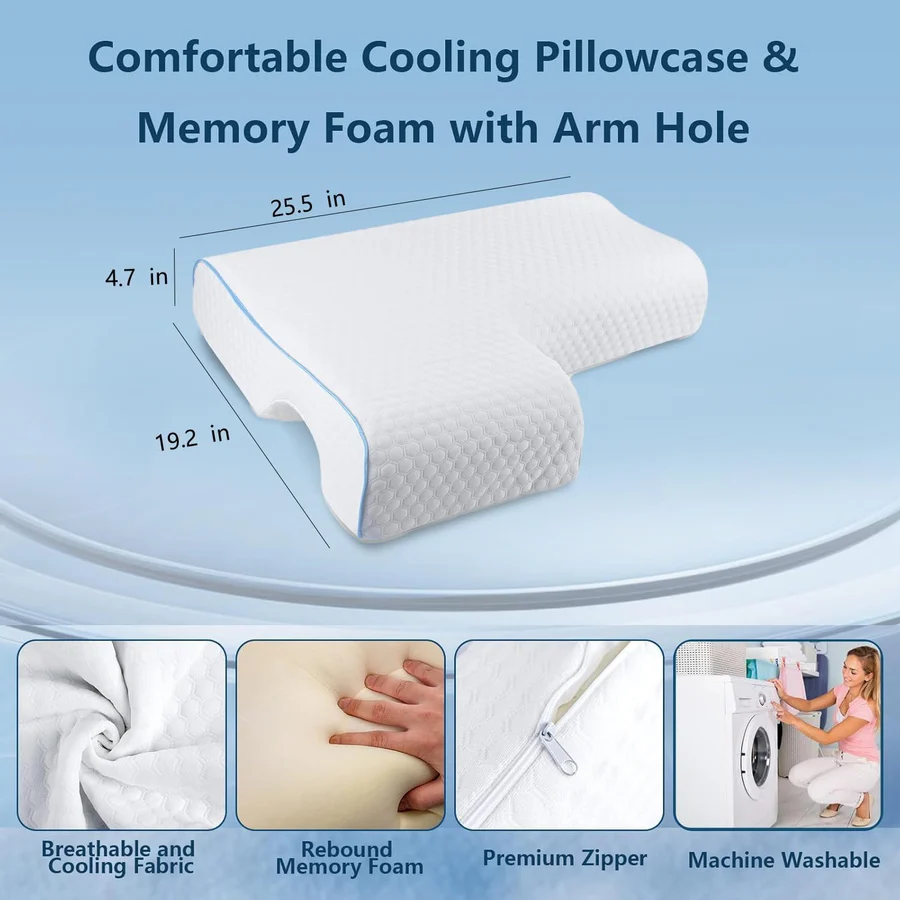Orthopedic Couple Pillow | Arm Tunnel Cuddle Design | Memory Foam