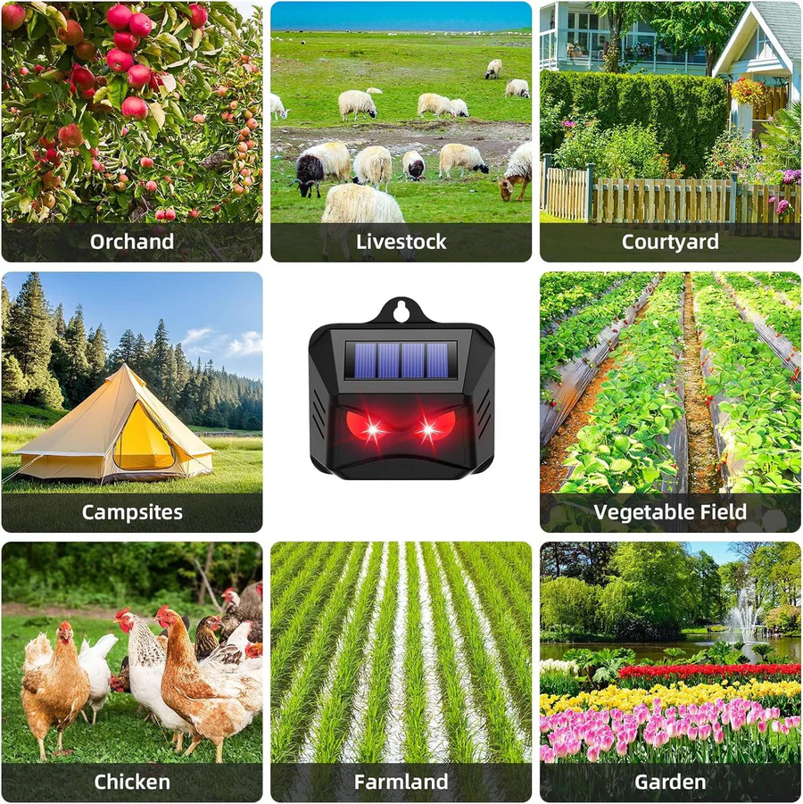 2pcs Solar Powered Ultrasonic Animal Repellent