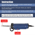 Desoldering Machine, Tin Sucker, Automatic Electric Solder with 3 Suction Nozzles