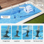 Cordless Pool Cleaner, Rechargeable with Interchangeable Heads