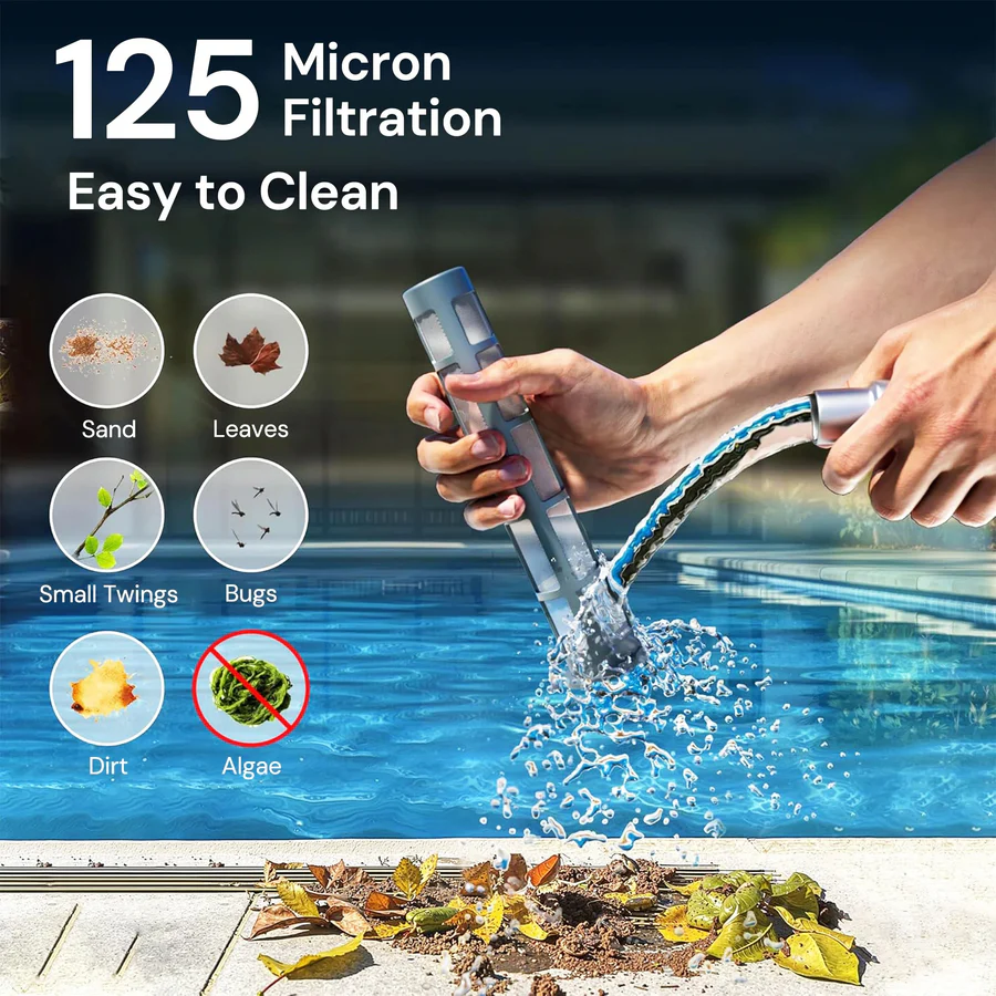 Cordless Pool Cleaner, Rechargeable with Interchangeable Heads