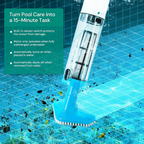 Cordless Pool Cleaner, Rechargeable with Interchangeable Heads