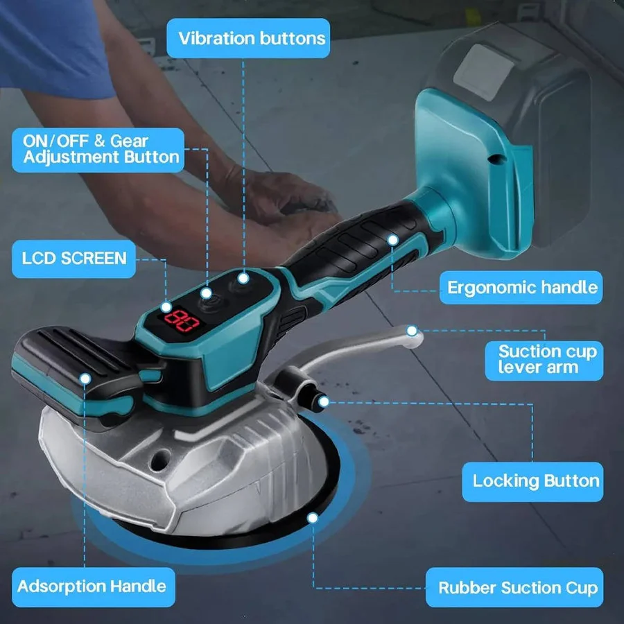 Tile Suction and Vibration Tool, 5.1" Cup, 20,000 RPM