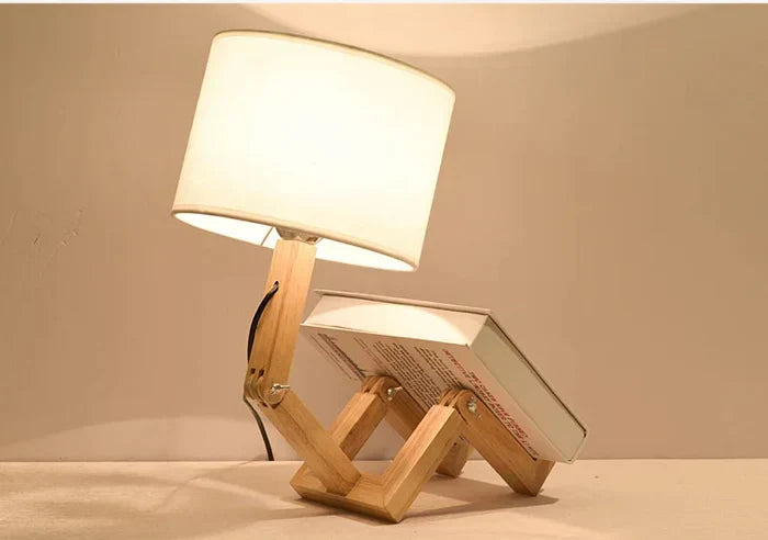Wooden Table Lamp with Book Holder – Modern Design for Your Home