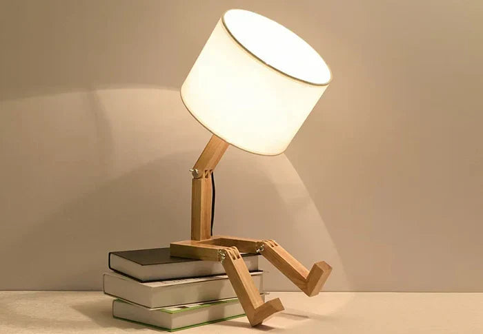 Wooden Table Lamp with Book Holder – Modern Design for Your Home