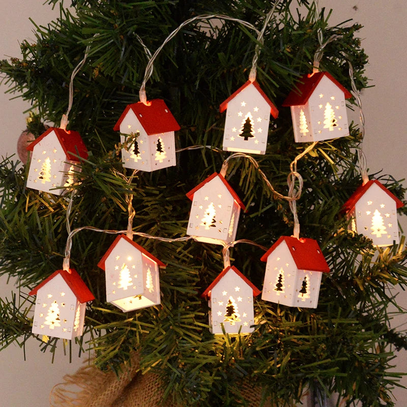 LED Christmas Houses Made of Wood with Festive Lighting