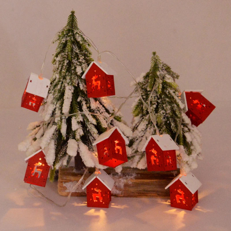 LED Christmas Houses Made of Wood with Festive Lighting