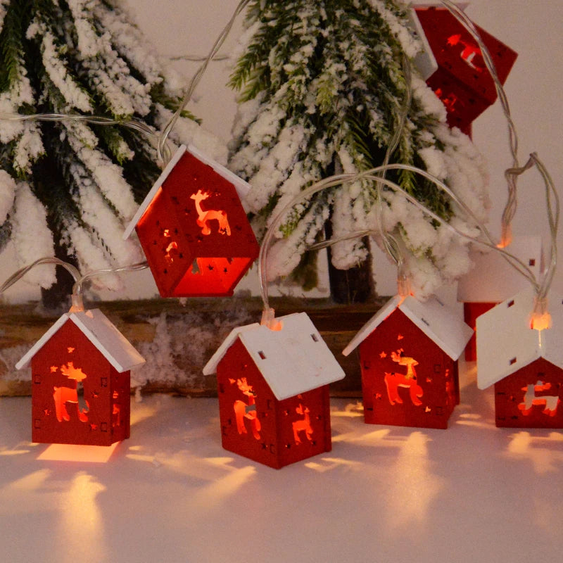LED Christmas Houses Made of Wood with Festive Lighting