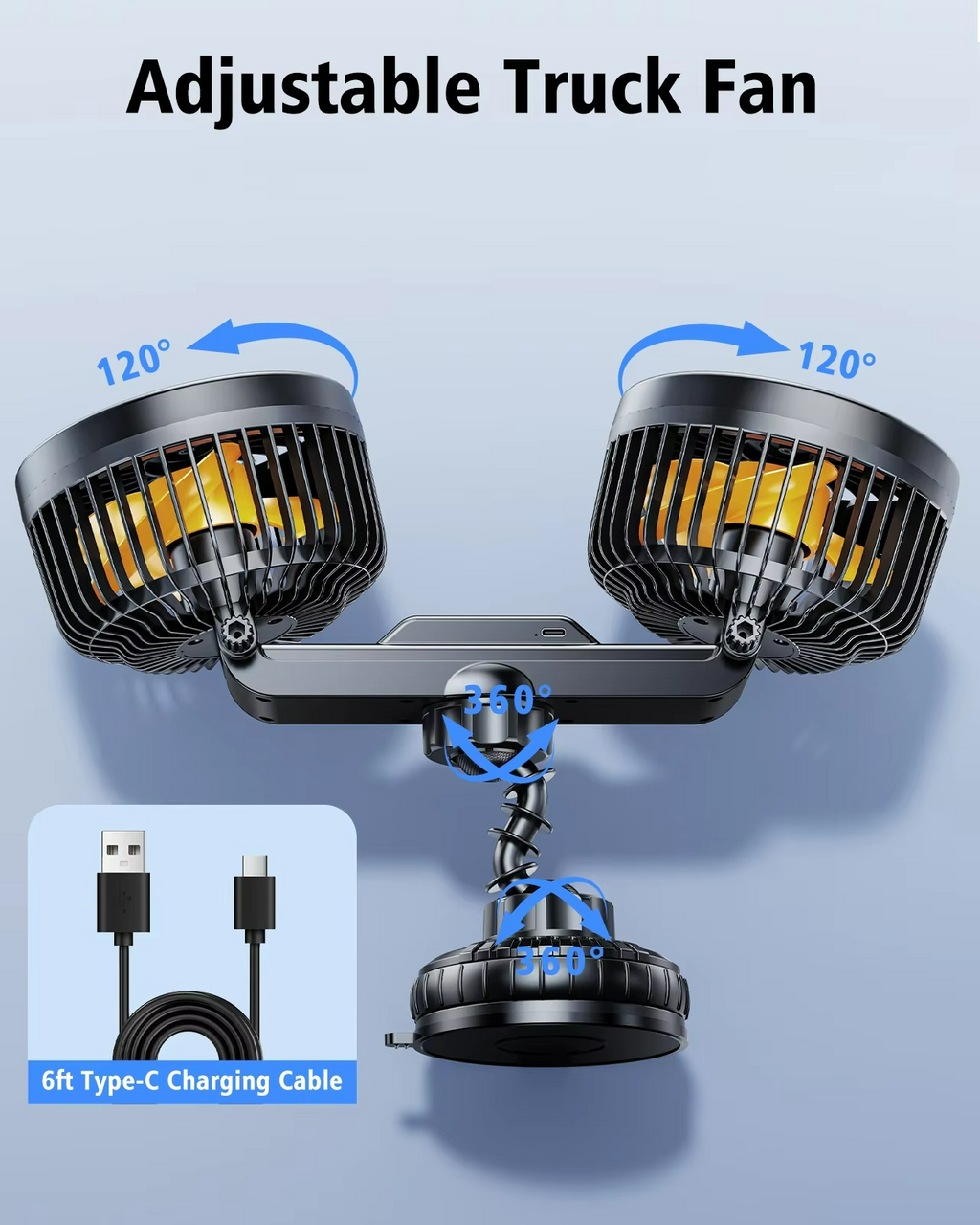 AeroBreeze Car Fan | Wireless fan with 4000 mAh battery and 3 fan speeds