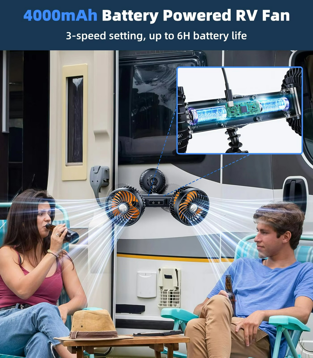 AeroBreeze Car Fan | Wireless fan with 4000 mAh battery and 3 fan speeds