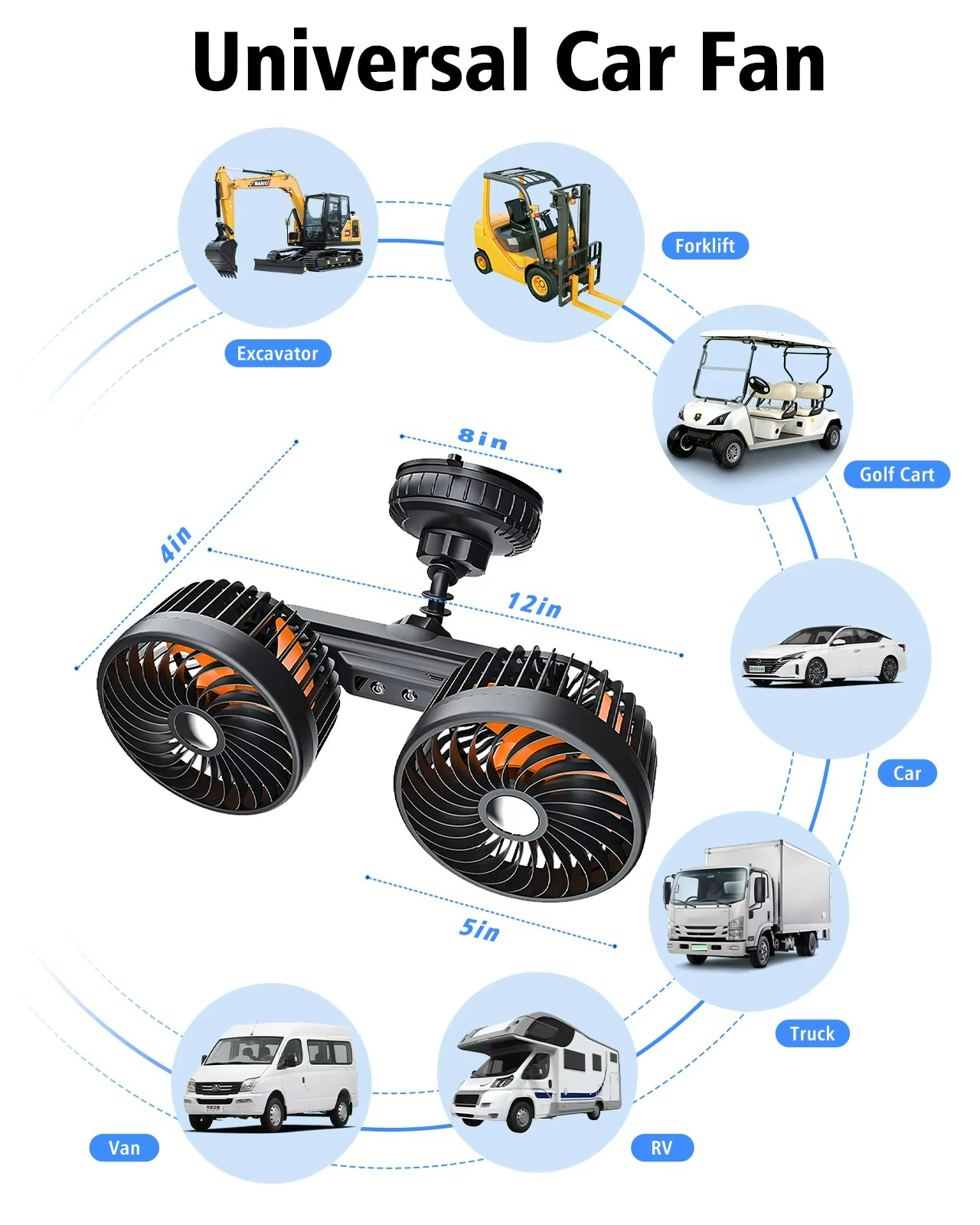 AeroBreeze Car Fan | Wireless fan with 4000 mAh battery and 3 fan speeds