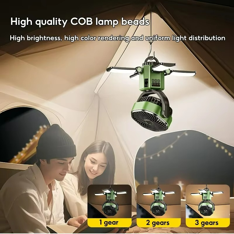 VenturoX Camping Fan | Portable fan with 4 speeds and LED lighting