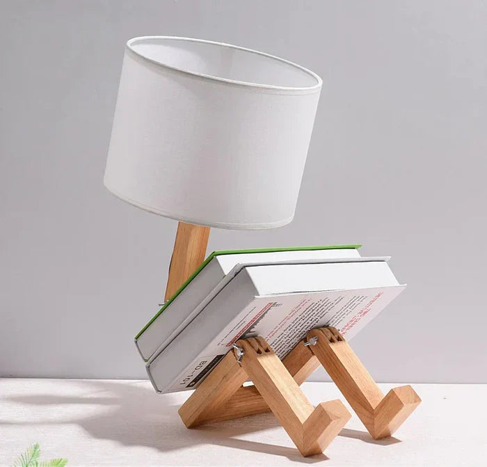 Wooden Table Lamp with Book Holder – Modern Design for Your Home