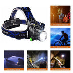 Powerful Waterproof LED Headlamp with Zoom & Rechargeable Battery – Outdoor Adventure Light