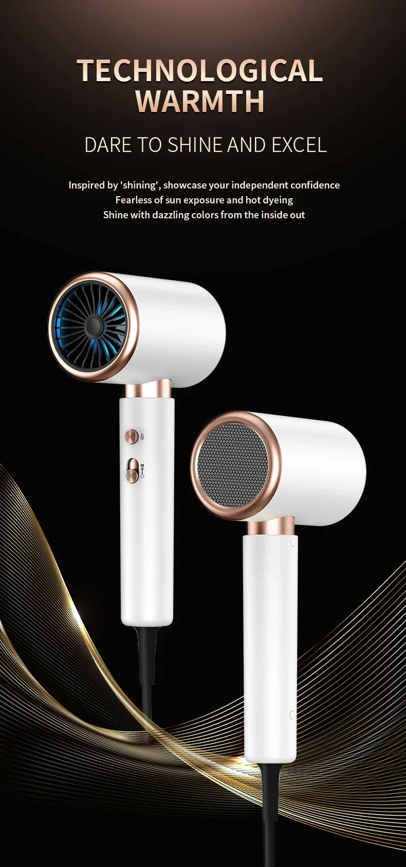 High-performance hair dryer 2400W with cold and warm air function - Ion technology