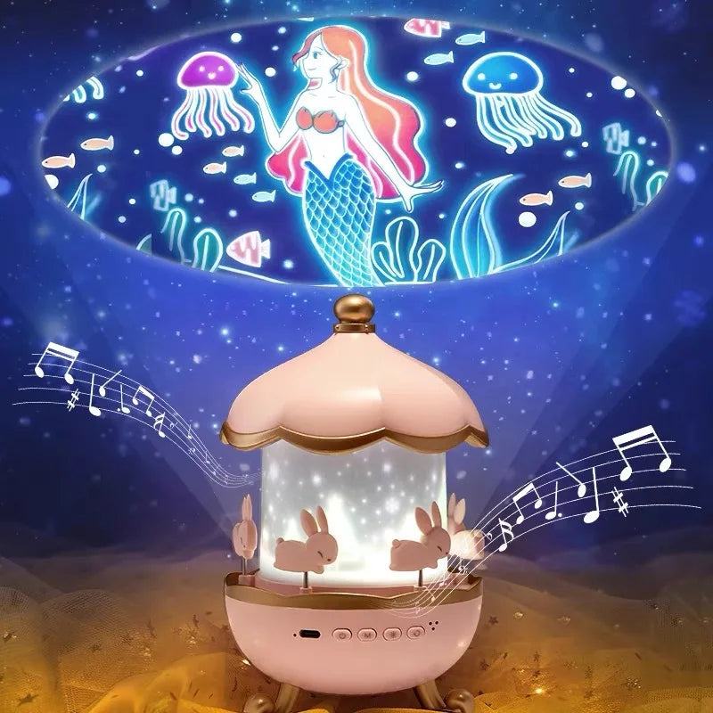 Carousel Projector Night Light With Bluetooth Speaker