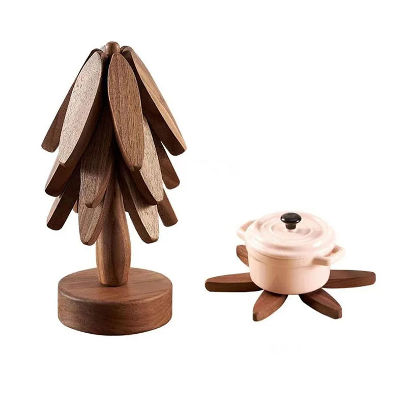 Decorative Wooden Coasters and Trivets - Heat-Resistant Table Mats (4PCS)
