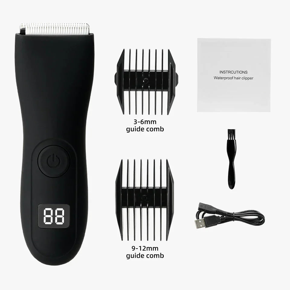 Men's body hair trimmer and women's razor with bikini attachment