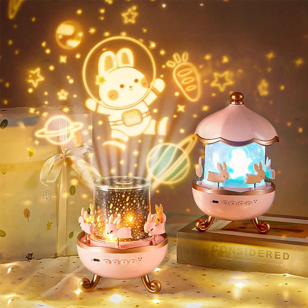 Carousel Projector Night Light With Bluetooth Speaker