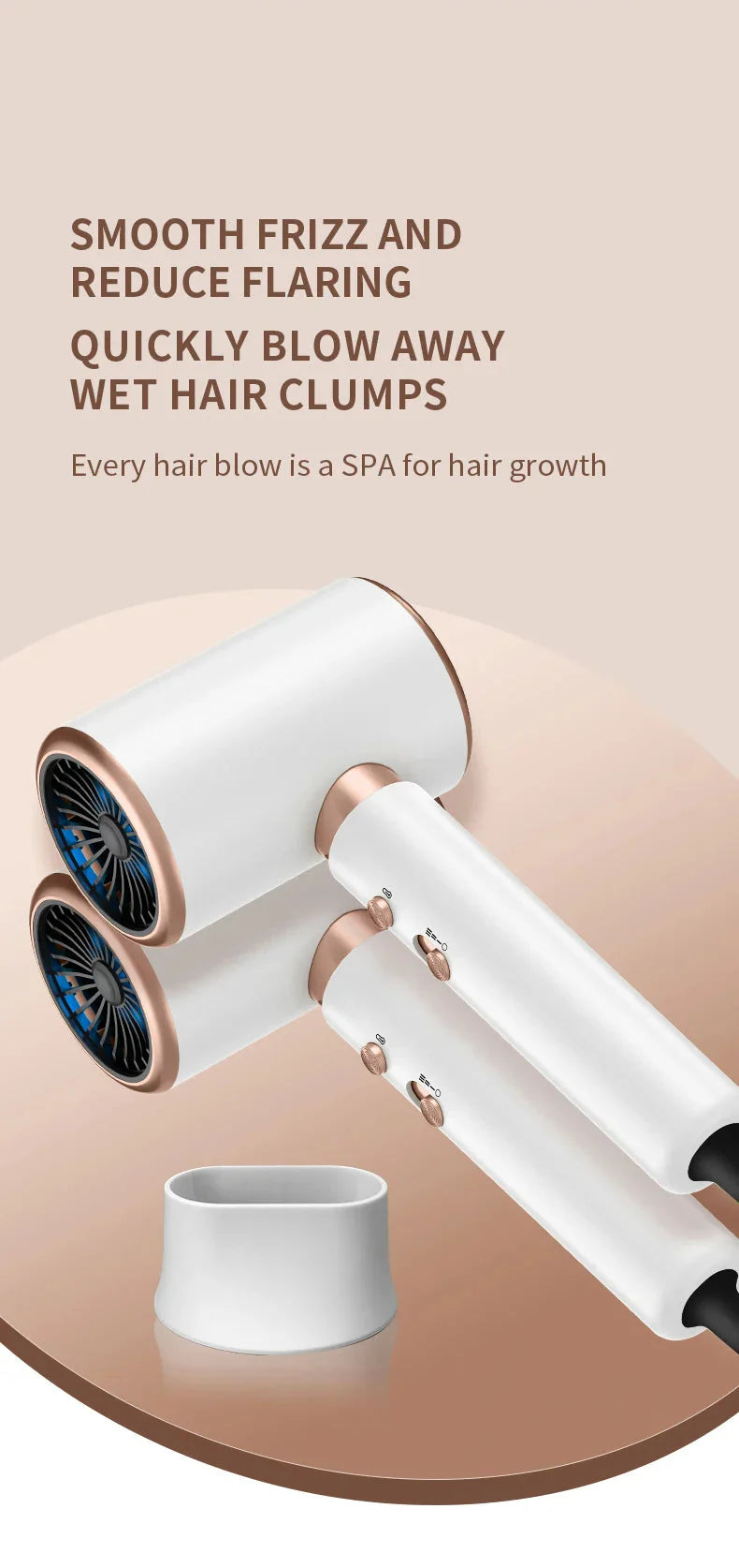 High-performance hair dryer 2400W with cold and warm air function - Ion technology