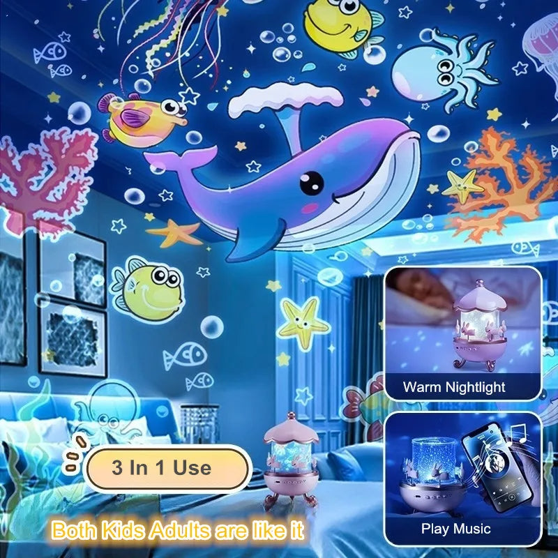 Carousel Projector Night Light With Bluetooth Speaker