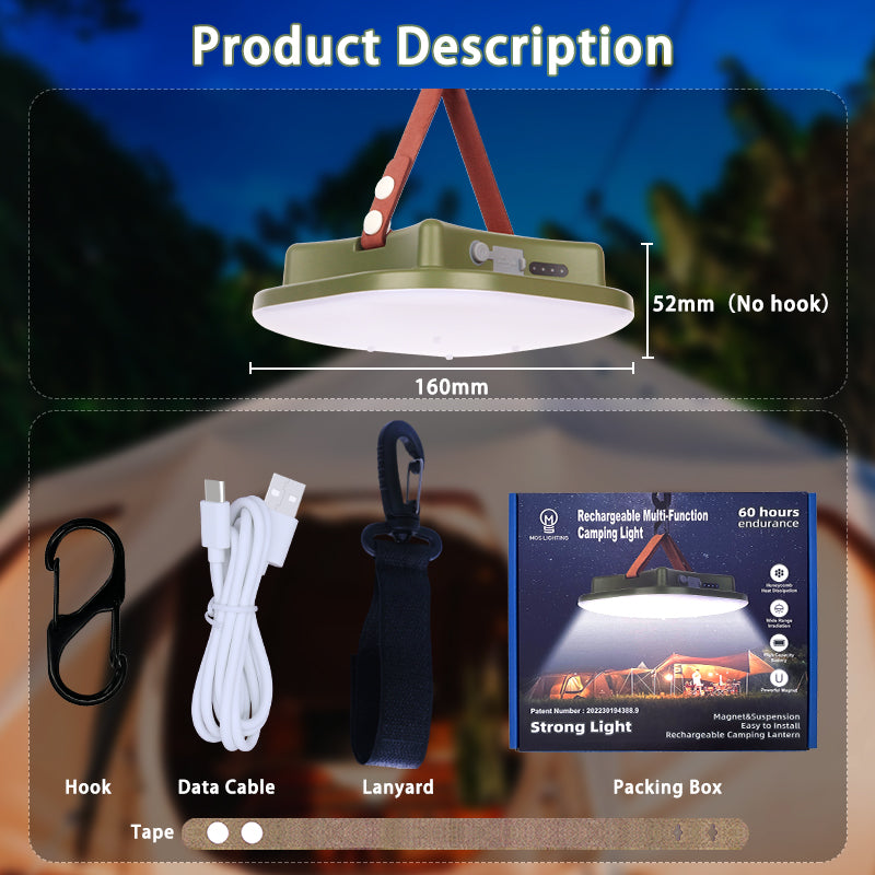 Rechargeable LED Camping Lamp with Magnets