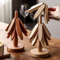 Decorative Wooden Coasters and Trivets - Heat-Resistant Table Mats (4PCS)