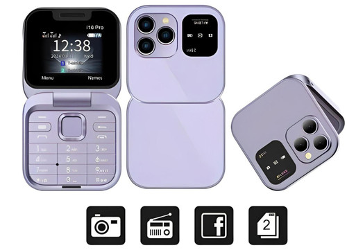 Foldable Dual-SIM Phone with 1.77-Inch HD Screen and TF Card Slot