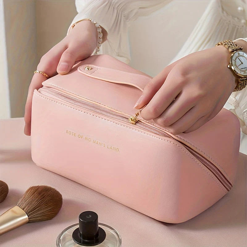 Travel-friendly Makeup Organizer with Zipper – Elegant Cosmetic Bag