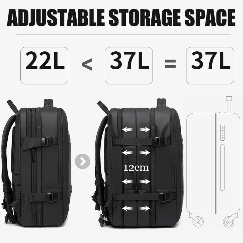 Waterproof Expandable Travel Backpack – Large Capacity & Anti-Theft Protection