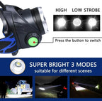 Powerful Waterproof LED Headlamp with Zoom & Rechargeable Battery – Outdoor Adventure Light