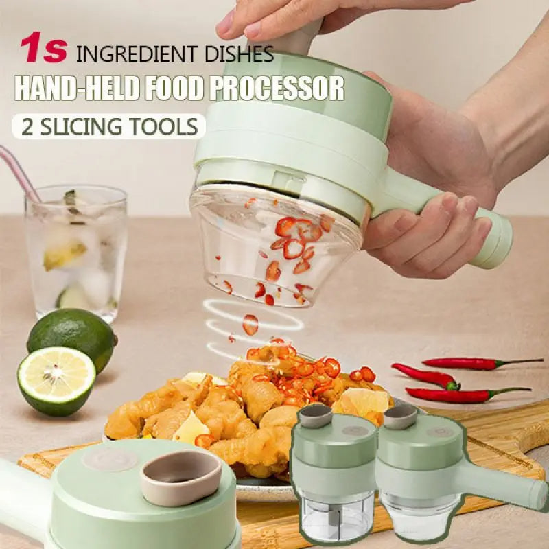4-in-1 Handheld Electric Vegetable Chopper and Slicer