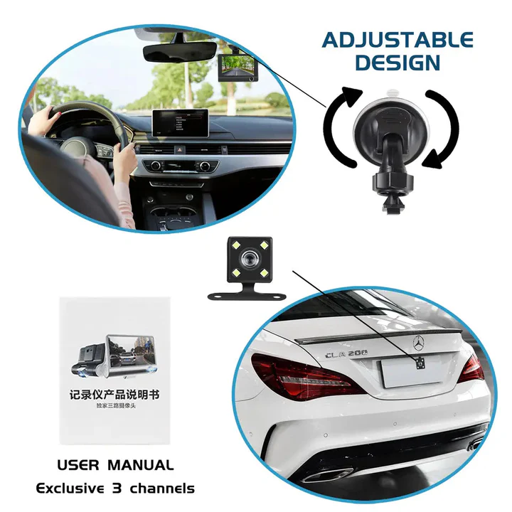 4" Touch Screen Front and Rear Dash Cam