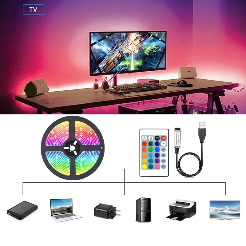 RGB LED Strip with USB Connection - Color Changing Light for Ambient and TV Backlighting