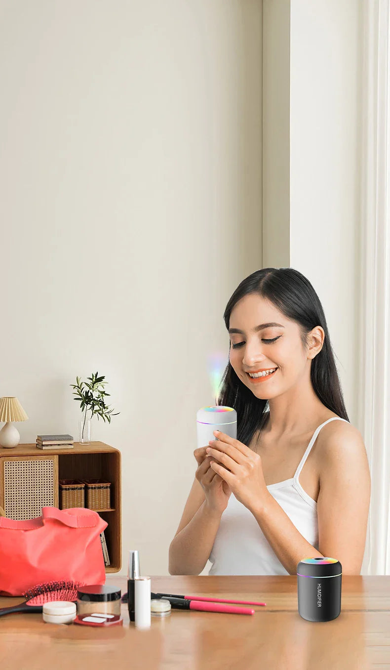 Compact Humidifier with Aromatherapy USB-Powered for Car and Bedroom