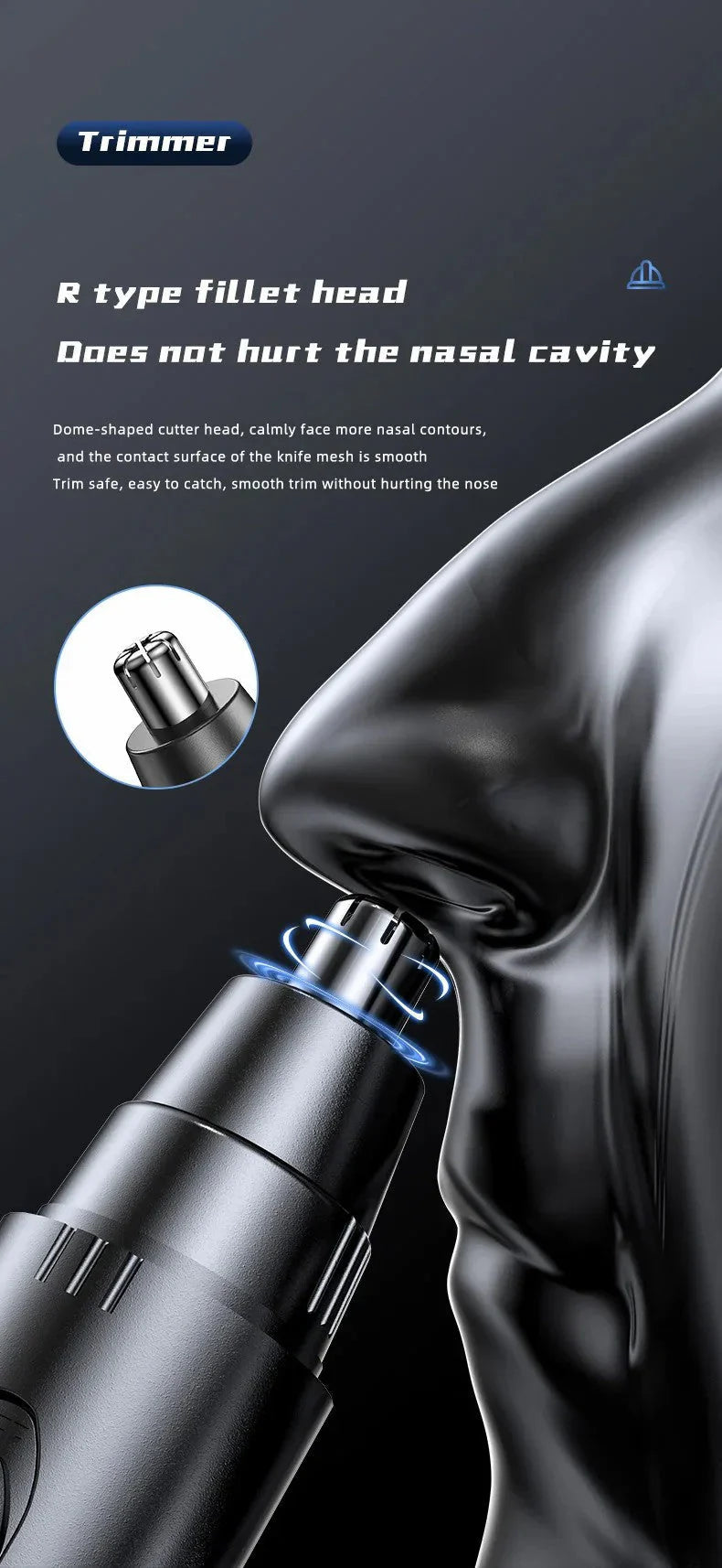 Professional painless nose and ear hair trimmer for men and women