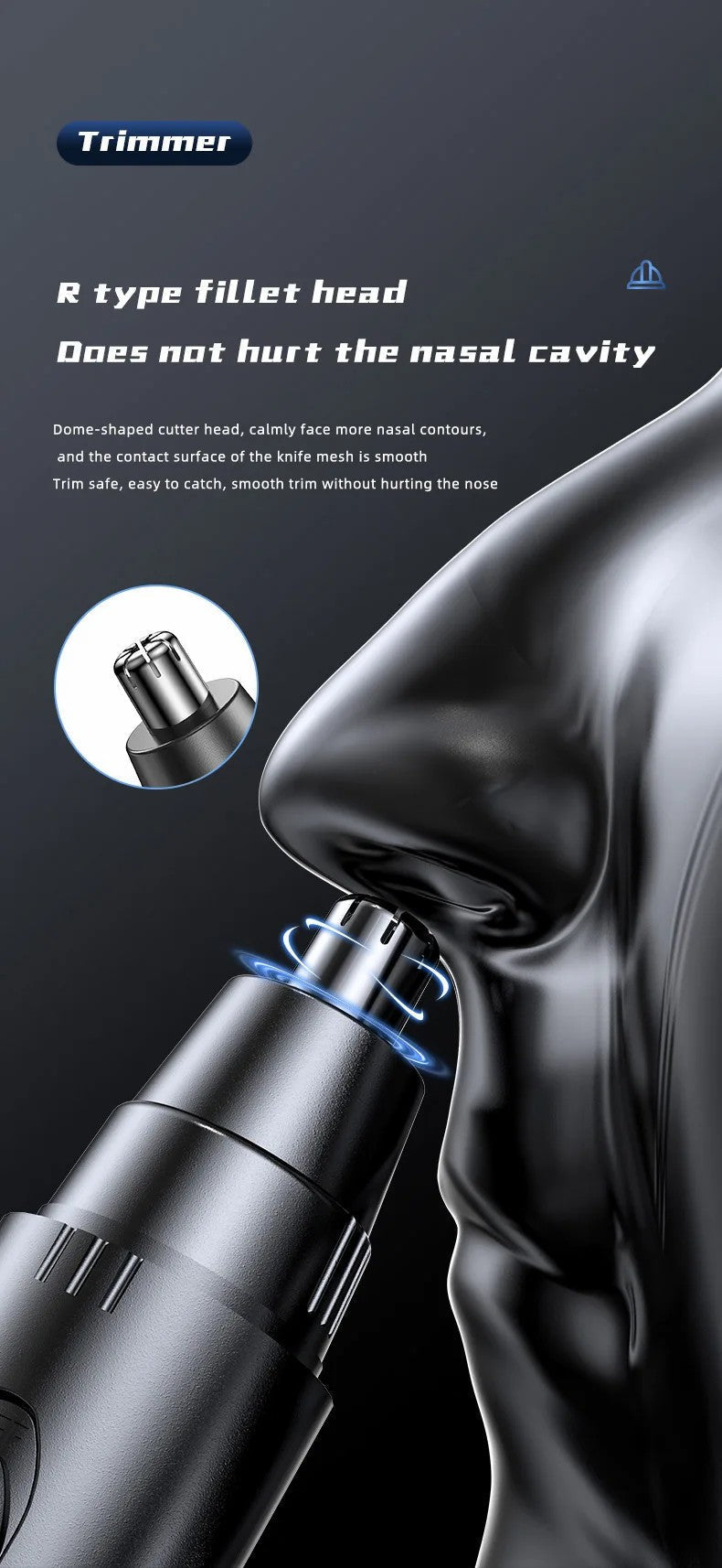 SmoothTrim Rechargeable Nose and Ear Trimmer with Stainless Steel Blades