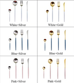 LUXURIOUS STAINLESS STEEL 24-PIECE GOLD-SILVER CUTLERY SET