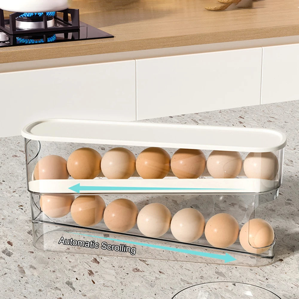 Automatic Rolling Egg Holder for Refrigerator Storage