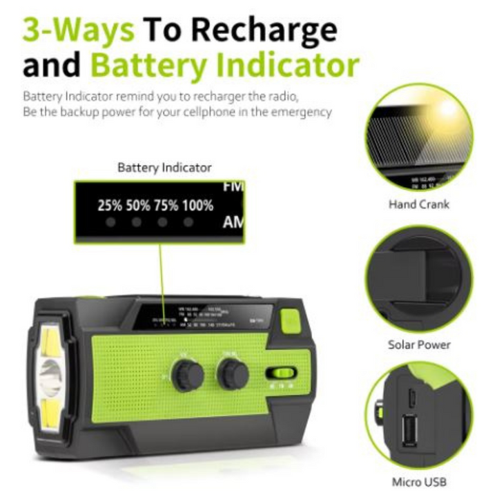 Multifunctional solar-powered radio