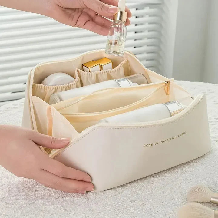 Travel-friendly Makeup Organizer with Zipper – Elegant Cosmetic Bag