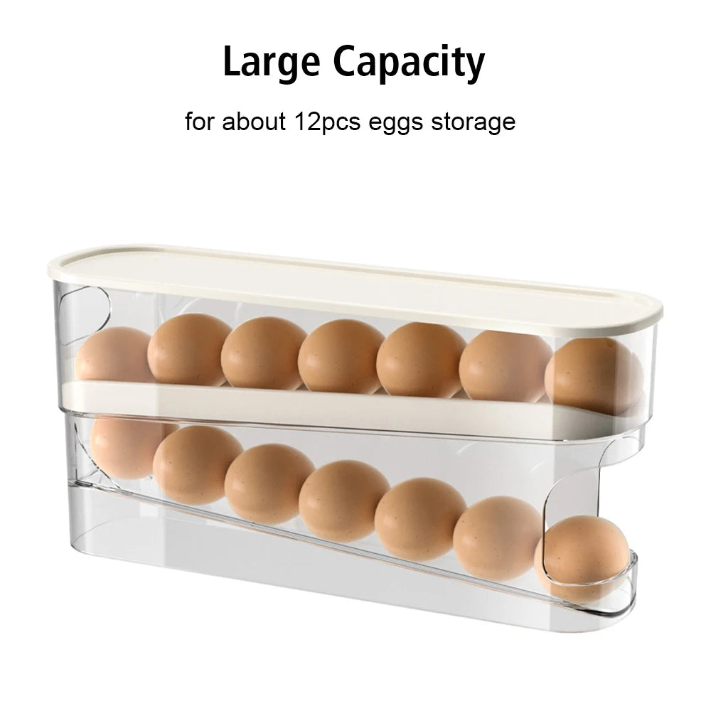 Automatic Rolling Egg Holder for Refrigerator Storage