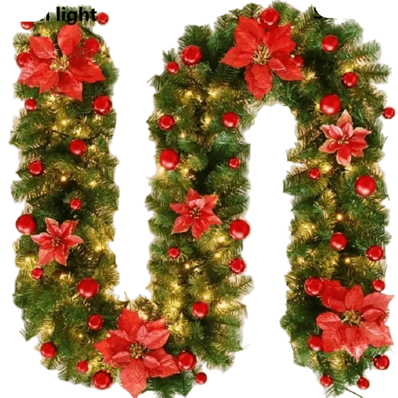 FestiveRattan – Illuminated Rattan Garland for Staircase and Fireplace