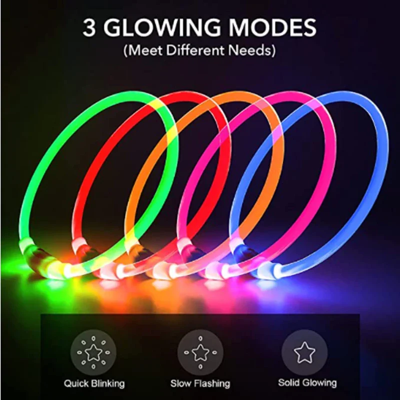 Light Up Dog Collar, USB Rechargeable LED Glowing Collar